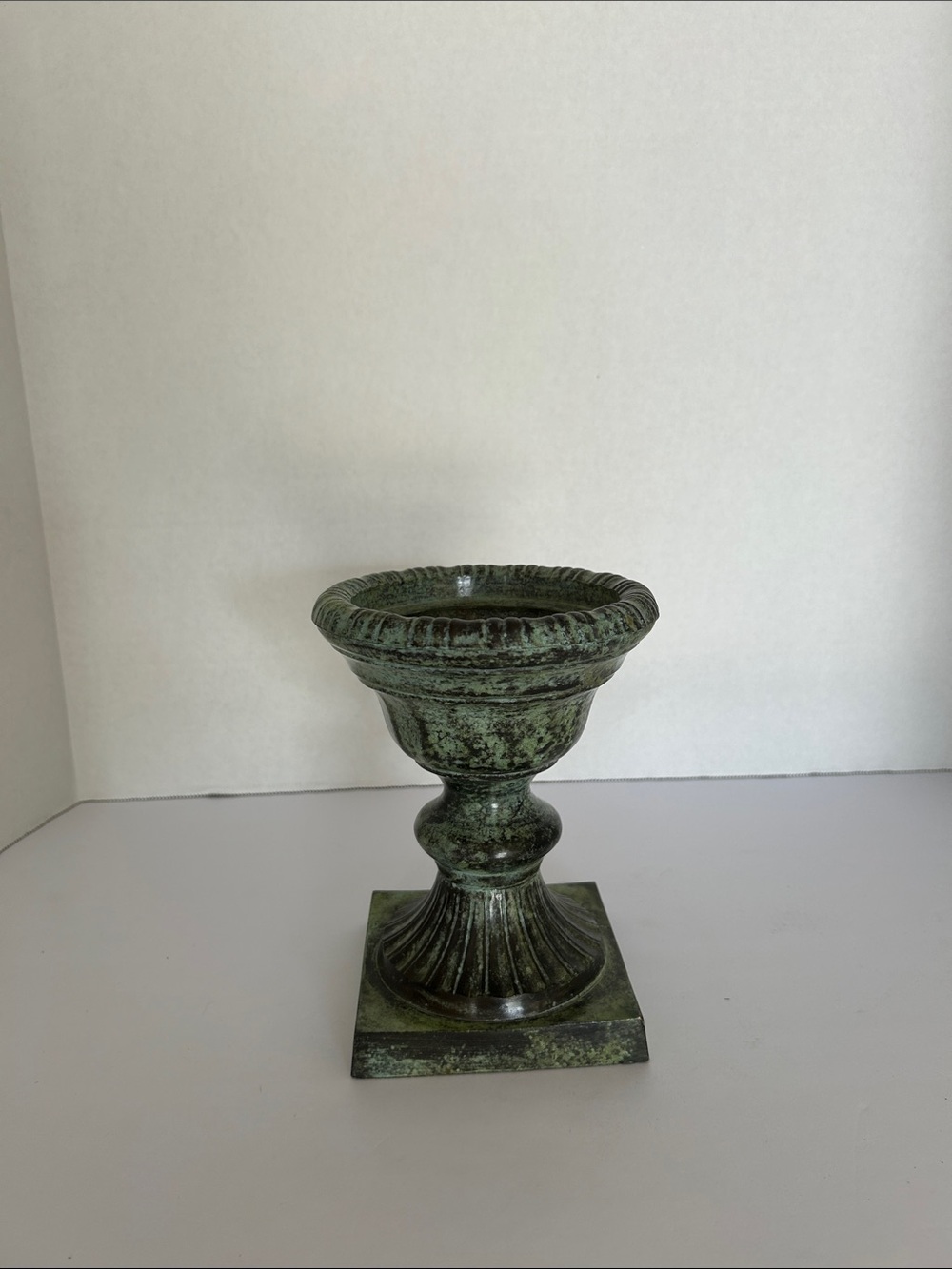 Decorative Green Patina Urn Pedestal / Candle Holder